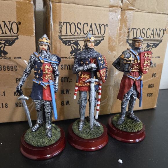 Three Toscano Early Knights of England Figurines Statue - Picture 1 of 10